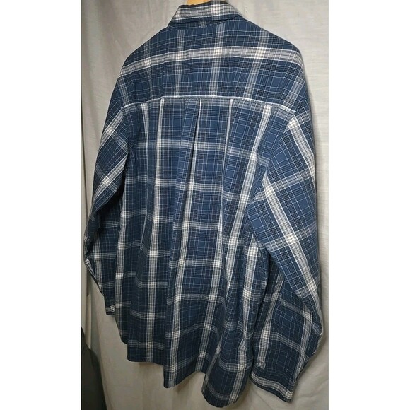 Wrangler Rugged Wear Wrinkle Resist Long Sleeve Button Shirt, Sz 2XT, Plaid Blue - Picture 6 of 8